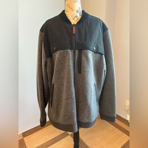 Woolrich Charcoal Heather Lined Full Zip Jacket Coat Heavy Weight Wool Blend 2XL - Picture 1 of 13